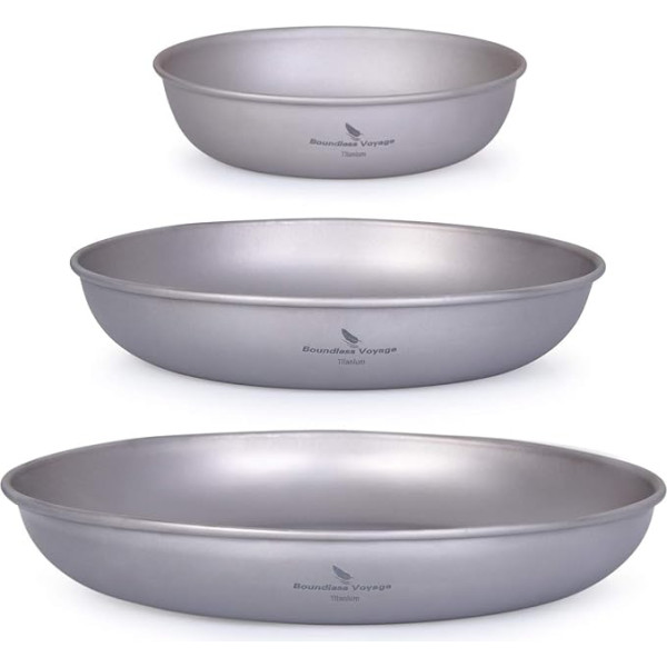 iBasingo Camping Titanium Plate Set Small Serving Plate Outdoor Ultralight Picnic Metal Tableware Set Trauki ēdiena pagatavošanai Gaļas gaļas augļu mērces deserta pagatavošanai 3 gab/komplekts Ti1104T