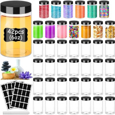 Plastmasas burkas ar vāciņiem 6oz 42 Pack Mazie kosmētikas gļotu trauki Skaidri apaļi ceļojumu kārbas Tukšas uzpildāmas paraugu tvertnes Ķermeņa sviests Grims un skaistumkopšanas produkti