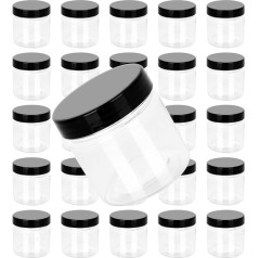 ZIQI 30 gab. 85ml apaļi caurspīdīgi kosmētikas trauki ar vāciņiem, caurspīdīgi plastmasas trauki, tukšas uzglabāšanas burkas ar plašu atvērumu šķidrumu, pulveru, kosmētikas uzglabāšanai, caurspīdīgi, caurspīdīgi
