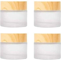 4 Stück 50 g Milchglas, leere Make-up-Behälter mit Holzmaserung, Deckel für Gesichtscreme, Kosmetik, Lidschatten, 4 Stück