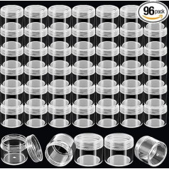 HOIGON 96 gab. 20ml apaļas caurspīdīgas plastmasas trauciņi ar caurspīdīgiem skrūvējamiem vāciņiem krēmiem losjoniem grimam krāsainām akrila krāsām
