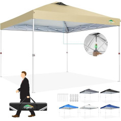 COBIZI Pavillon 3x3 Wasserdicht Stabil 3x3m Faltpavillon Partyzelt Gartenpavillon mit Entlüftung Höhenverstellbar UV Schutz 50+ Zelt für Outdoor Aktivitäten/Party/Märkte/Camping, Khaki