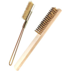 Axinost Drahtbürsten-Set, gerade Bürste, Bürste mit Holzgriff, Edelstahl-Drahtbürsten,kupferplattiert/brasenähnlich, Remove Dirt. (Dzeltens (ar vara pārklājumu))