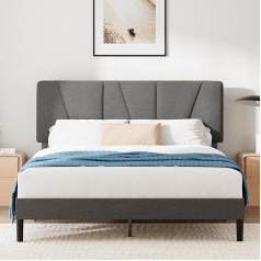 Zinus Maya gulta 180 x 200 cm - augstums 30 cm - polsterēts gultas rāmis ar galvgaldu - koka redeļu līstīšu rāmis - tumši pelēks