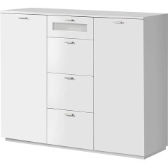 Forte Nexus kumode ar 2 durvīm un 4 atvilktnēm, kompozītmateriālu koks, matēti balta, 54 x 98,8 x 119,6 cm