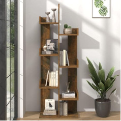 Homiuse Grāmatu skapis Koka formas 48 x 25,5 x 140 cm 8 nodalījumi Grāmatu skapis Kūpināta ozolkoka materiāla plaukts Sienas dokumentu skapja plaukts Slaids stāvošs plaukts Koka grāmatu skapis glabāšanas plaukts