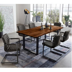 SAM Quintus Ēdamgalds ar Wane galdu 160 x 85 cm Akācijas koka riekstkoka krāsas rāmis melns 6 x Parzivo antracīts 7 daļu komplekts