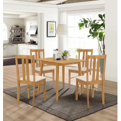 Hallowood Furniture Ledbury Aston ēdamgalds ar 4 gaišiem ozolkoka krēsliem - koka ēdamgalds ēdamistabai - virtuves galds un krēsli mājai, kafejnīcai, birojam un restorānam