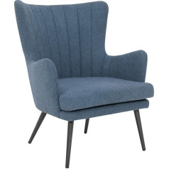 Osp Home Furnishings Jenson Mid-Century Modern Accent krēsls Koka materiāls Zils audums