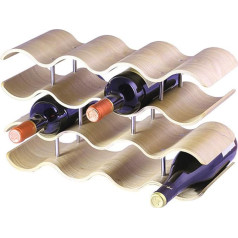 Unho Wave Wine Racks 4 līmeņu 14 pudeļu statīvs Vīna turētājs Bambusa koka vīna uzglabāšanas statīvi mājas bāra countertop dekorēšanai