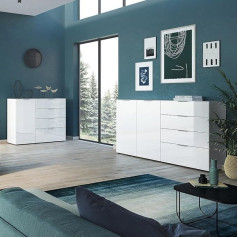 Home Mēbeles Komplekts no 2 baltā stikla priekšā Bufete Dzīvojamā istaba Ēdamistaba Moderns