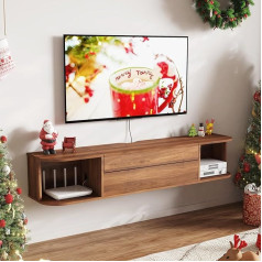 Lifewit 120 cm Lowboard, TV panelis ar kontaktligzdām un USB ligzdām, TV skapītis, Sienas skapītis viesistabai, viesistabai, guļamistabai, TV skapītis, koks, moderns stils, valrieksts