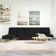 Hommdiy Dīvāni un dīvāni Dīvāns-guļamā L-veida melns 255 x 140 x 70 cm audums