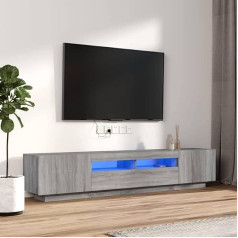 Homgoday TV mēbeļu komplekts 2 gab. ar LED apgaismojumu, Sonoma pelēks, daudzslāņu koks, TV skapītis, TV skapītis, žurnālgaldiņš, viesistabas galds, TV statīvs viesistabai