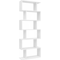 Finebuy Möbel Zum Wohlfühlen FineBuy FB51366 70 x 23,5 x 190,5 cm Balts stāvošs plaukts 6 nodalījumi Maza dizaina kumode Moderns dokumentu plaukts Koka skaidu plātnes brīvi stāvošs glabāšanas plaukts Atvērt