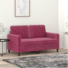LAPOOH 359436 Divvietīgs dīvāns Vīns Sarkans 120 cm Samta atpūtas dīvāns, Dīvāni un kušetes, Atpūtas dīvāns, Dīvāns viesistabai