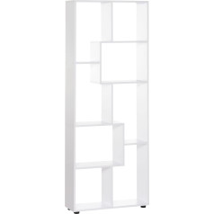 Homcom Grāmatu skapis ar 8 nodalījumiem, kubu plaukts, uzglabāšanas plaukts, dzīvojamā istaba, guļamistaba, birojs, E1 kokskaidu plātne, balts, 70 x 24 x 178 cm