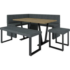 ‎Furnistar Akiko Metāla stūra sols ar galdu jūsu ēdamistabai, modernai virtuvei, atpūtas zonai, ēdamistabas stūrītim, virtuvei, birojam, viesistabai, izturīga apdare (Inari 96, 196 x 142 cm kreisais)