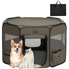 Petsfit Puppy Run Salokāma rotaļu mājiņa kucēniem Dzīvnieku rotaļu mājiņa Pop-Up dizains suņiem, trušiem, kaķiem, trušiem, kaķiem, bieza tērauda pārvadāšanas konstrukcijas āra nožogojums, slēdzama ar rūnu un melnu rāvējslēdzēju, 