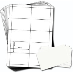 OfficeGear Perforētas drukājamas identifikācijas karšu ielīmējamas kartes Vizītkartes ID karšu uzpilde (550 eksemplāru iepakojums) 90x54mm Balta A4 formāta drukājama karte 150gsm 55 lapas 550 karšu