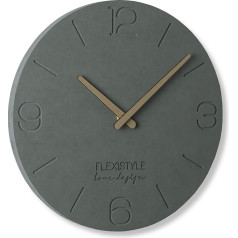 FLEXISTYLE sienas pulkstenis, ECO, 30 cm, piemērots viesistabai un guļamistabai, ražots Eiropā, pelēks (pelēks 3), 30cm