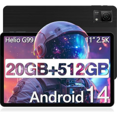DOOGEE T40 planšetdators 11 collu, 20GB RAM + 512GB ROM/2TB TF, Android 14, Helio G99 Octa-Core spēļu planšetdators, 2.5K displejs, Dual 4G SIM planšetdators, 5G WiFi/8580mAh/18W/16MP/Face ID/GMS/GPS/Tablets