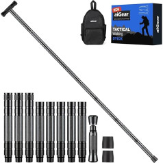 aiGear Walking Stick | Upgraded Aluminium Wanderstöcke mit Einstellbarer Höhe, Outdoor 5/6/7/8 Rohre Trekking Stöcke für Frauen Männer Rucksack, Wandern, Camping| Schwarz