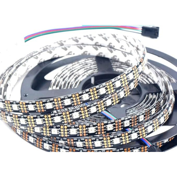 APA102 Kabeļa sloksnes gaisma IP65 60 LEDs/m 5 m 16,4 ft ūdensizturīgs DC 5 V Adressier Great Pixel RGB krāsains LED Strip Black PCB