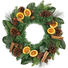 20 collas / 50 cm Ziemassvētku vainags Durvju vainags ar citrusaugļiem, kanēli priekšējām durvīm, māju sienu piekaramais vai Ziemassvētku eglīšu rotājums Durvju zīmju rotājums Durvju rotājums Ziemassvētku rotājums,
