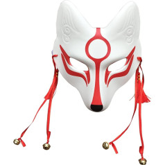 YangYong Kitsune lapsa maska Helovīna maskarādes ballītei, Kabuki PU maskas kostīmam