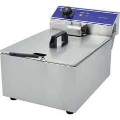 MOOTACO 6L nerūsējošā tērauda fritēze Gastro, profesionāla elektriskā fritēze 3000 W, nerūsējošā tērauda elektriskā fritēze ar eļļu