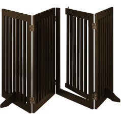 Relaxdays Barjeras vārti, brīvstāvoši drošības vārti ar durvīm, H x W: 92 x 207 cm, salokāmi, ar kājām, bērniem un suņiem, brūni