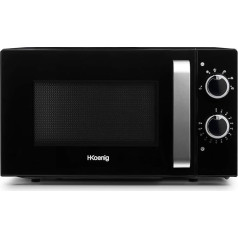 H.Koenig VIO8 Mikroviļņu krāsns 20L, melna, kompakts dizains, 700 W jauda, 24,5 cm pagrieziena galds, daudzfunkcionāla, 5 siltuma iestatījumi, atkausēšanas funkcija, taimeris līdz 30 minūtēm