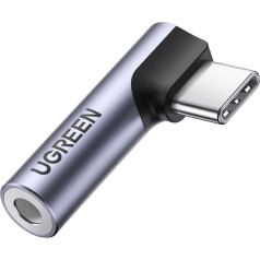 USB-C (vīrietis) - 3,5 mm (sieviete) minijack audio leņķa adapteris - pelēks