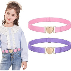 LIURFLNC 2 Stück Kindergürtel Mädchen, Gürtel Kinder, Gürtel Kinder Mädchen, Elastischer Gürtel Rosa Lila für Kinder Teenager Mädchen für Kleider Jeans Hose Uniform