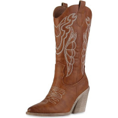 VAN HILL Sieviešu piltuves papēža izšuvumi kovboju zābaki