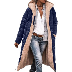 Ziemas mēteļi Sieviešu ziemas silts mētelis Reversible Sherpa flīsa garas Puffer jakas ar kapuci Sieviešu eleganta dūnu jaka Fleece jaka āra jaka ilgi stepēts jaka stepēts mētelis ar Zip