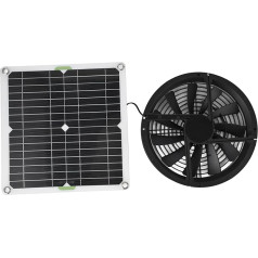 banapoy Saules paneļu ventilatora komplekts, 10 in 100 W 12 V saules moduļu komplekts ar dubulto saules ventilatoru, ūdensizturīgs pārnēsājams apaļš ventilators kempingam, siltumnīcai, dārza lapenei, vistu kūtij
