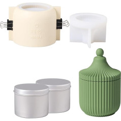 BOOWAN NICOLE Sveču stikla silikona veidne ar 6 unces alumīnija sveču stikla sveču aizvietošanai, sveču izgatavošanas piederumi, betona silikona veidne, cementa mājas apdare (SH1031-1 SH1031-2 A0310)