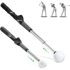 VHV Golf Swing Training Aid, teleskopiskais golfa šūpoļu trenažieris iesācējiem un profesionāļiem, satvēriena un žestu korekcija, tempa un šķēpmešanas treniņu rīks iekštelpās/āra apstākļos
