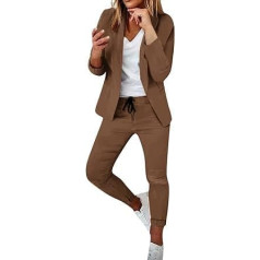 PTLLEND Elegant women's two-piece suit set, office, business, long sleeve jacket, trouser suit, slim fit trouser jacket, suit, trouser suits for women