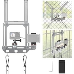 NEEWER žoga stiprinājums darbības kamerai ar mobilā telefona turētāju, triecienu absorbcija, regulējami beisbola tenisa korta ķēdes savienojumi, sieta sienas stiprinājums, savietojams ar GoPro Insta360 DJI iPhone, PA020 sudraba krāsā