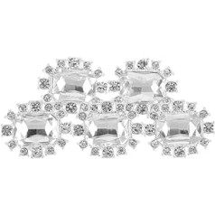 DAPERCI pogu komplektā 5 Rhinestone Crystal pogas Izgreznojumi pogas Rhinestone Flower Button Crystals Amatniecības pogas DIY Amatniecībai Kleita Apģērba pogas