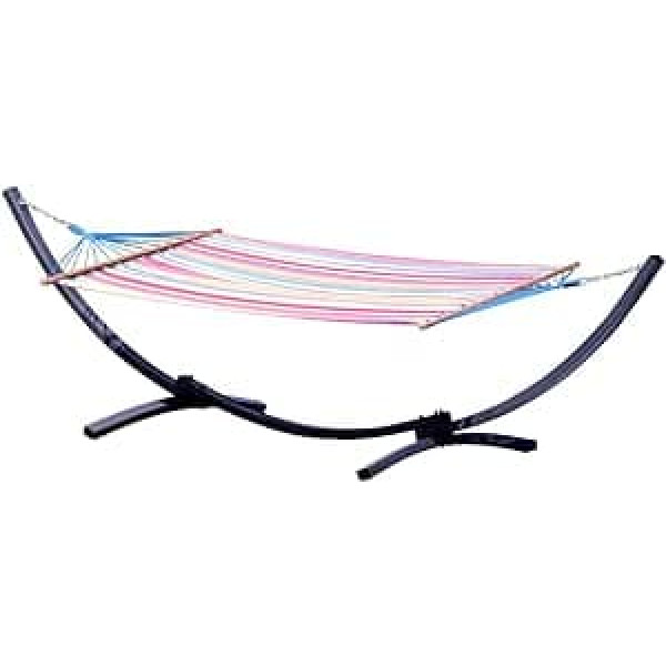 ALEOS. 375 cm šūpuļtīkla rāmis 1 personai Metāla rāmis ar stabu Hammock Capri Caleta - Šūpuļtīkla statīvs - Metāla rāmis ar šūpuļtīklu, ķēdēm un karabīni dārzam un kempingam