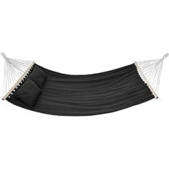 Juskys Caracas Outdoor Hammock 230 x 150 cm with 2 Cushions for 2 People, Maximum Load 300 kg, Double Hammock Cotton, Rod Hammock Anthracite