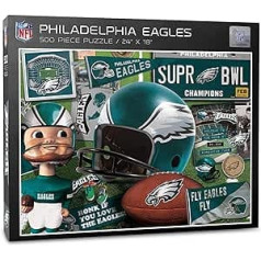 YouTheFan 0951469 Retro sērija NFL Philadelphia Eagles puzle, 500 gabali, komandas krāsas, viens izmērs