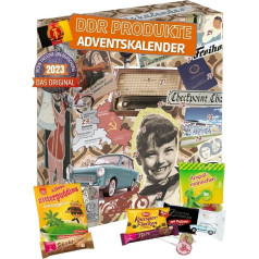 [ Boxiland ] DDR Adventes kalendārs ar 24 Austrumvācijas produktiem I Dāvanu komplekts Austrumu produkti I Adventes kalendārs 2023 ar saldumiem no VDR