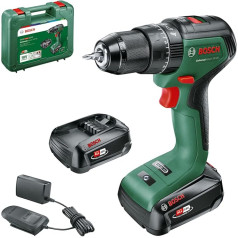 Bosch Home and Garden UniversalImpact 18V-60 akumulatora urbis ar āmuru (2 akumulatori, 18 voltu sistēma, futrālī)