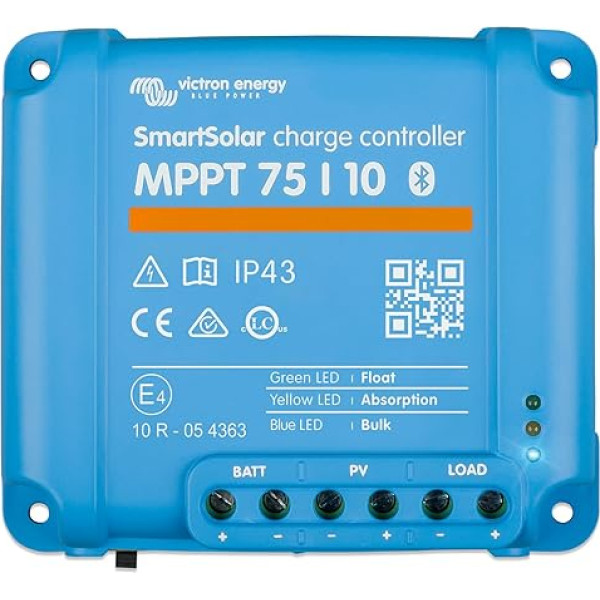 Victron Energy SmartSolar MPPT 75V 10 ampēru 12/24 voltu saules uzlādes kontrolieris (Bluetooth)