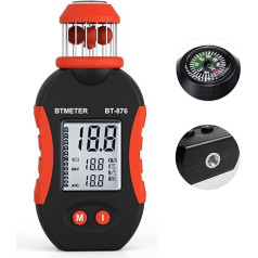 BTMETER BT-876 Mini rokas kauss anemometrs, digitālais kabatas anemometrs, mēra 0,7 ~ 42 m/s vēja ātrumu ar Avg/Max gaisa plūsmas displeju dronu lidojumiem, HVAC, burāšanai